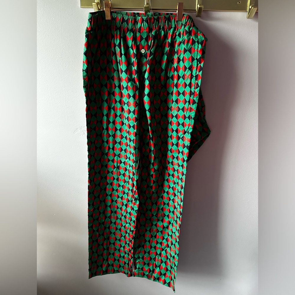 NWT J. McLaughlin Red & Green Christmas Pajama Pants w/Traveling Bag  Size M